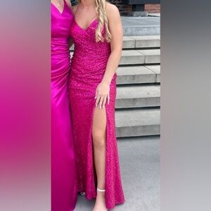 Pink Sequin Prom Dress